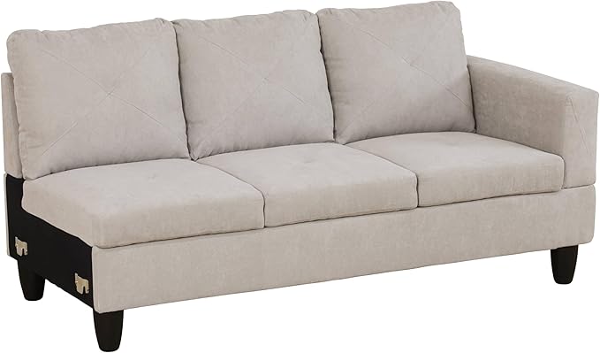 NicBex Sectional Couch 3 Pieces Sofa Set with Right Chaise Flannel L Shaped Cloud Couch for Living Room Furniture Sets with Storage Ottoman, Modular Sofa for Living Room & Apartment, Off-White
