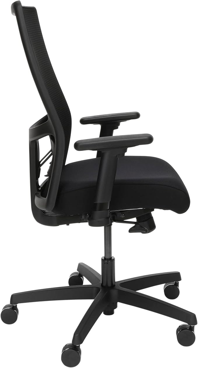 HON Ignition 2.0 Mid Back Task Chair, Standard Synchro-Tilt Control, Office Chair with Lumbar Support, Height and Width Adjustable Arms, Black Frame, Black