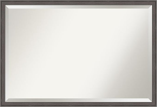 Amanti Art Silver Bathroom Mirror for Over Sink, 26x38 Florence Pewter Rectangle Vanity Mirror, Large Casual Frame, Hangs Horizonally and Vertically, Bathroom Wall Decor, Beveled Edge from WI, USA
