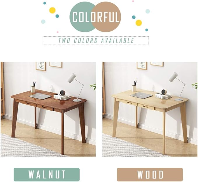 IOTXY Solid Wood Writing Desk - Home Office Workbench Desk with Drawer, Laptop Computer Work Study Table