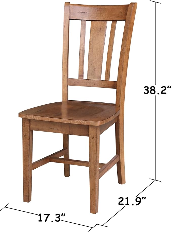 IC INTERNATIONAL CONCEPTS Set of Two San Remo SplatBack Dining Chairs, Distressed Oak