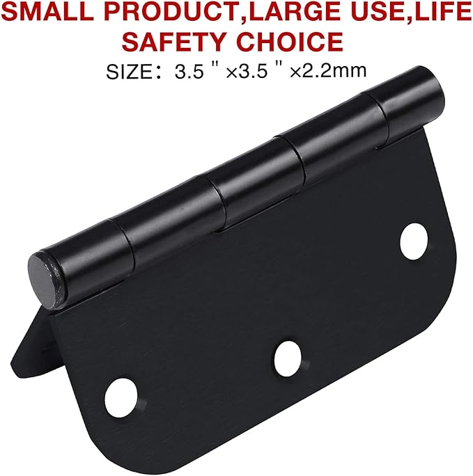 Rounded Door Hinges 3-1/2" x 3.5 inch, 5/8 Radius, Matte Black 3 ½ Inch 42 Pack No Squeak,Hinges for Doors Office Bed Room,Outdoor Window,Constructition Hardware