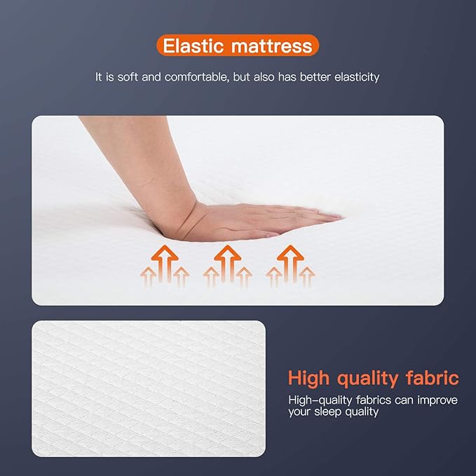 FDW | 8 Inch Twin Mattress | Medium Firm | Gel Memory Foam Mattress | White | Bed in a Box, CertiPUR-US Certified | Pressure Relief, Cooling Ventilated Foam | Washable Removable Cover