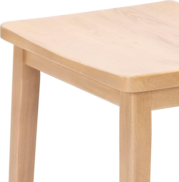 Plank+Beam Smythe Counter Stool, 24", Set of 4, Sturdy Wood Modern Kitchen Counter Height Stool, Saddle Seat Backless Counter Chair, Metal Footrest, Blonde