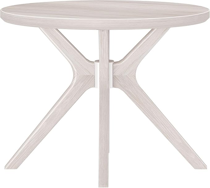 Plank+Beam Verso Round Dining Table, 38 Inch Solid Wood Kitchen & Dining Room Table, Minimalist Table for Dining Room, Kitchen Dinner Table, Coastal White