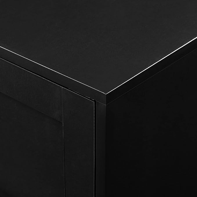 Walker Edison Tage Modern Pull-Open Door Low Stand for TVs up to 65 Inches, 58 Inch, Solid Black