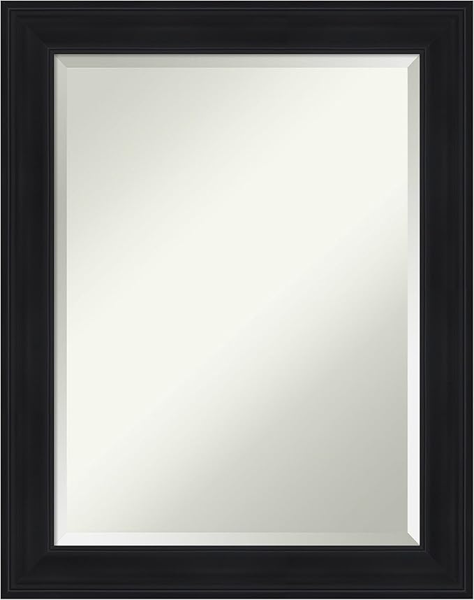 Amanti Art Black Bathroom Mirror for Over Sink, 29x23 Abbey Black Rectangle Vanity Mirror, Medium Traditional Frame, Hangs Horizonally and Vertically, Bathroom Wall Decor, Beveled Edge