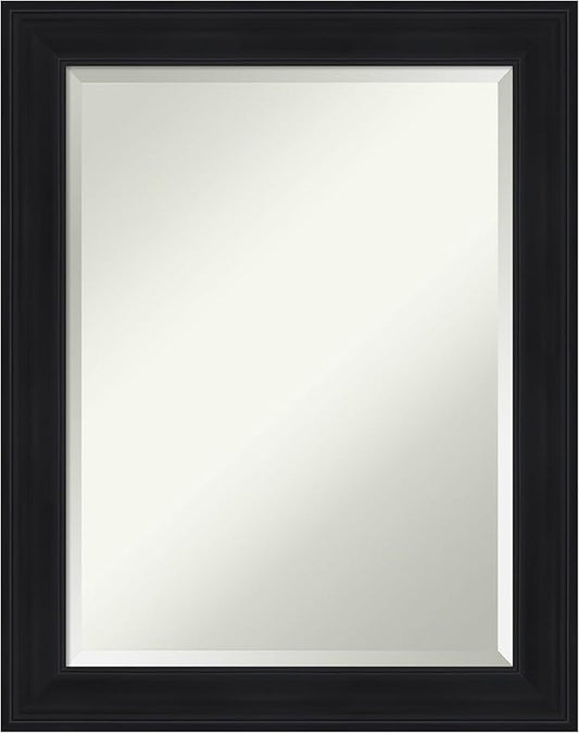 Amanti Art Black Bathroom Mirror for Over Sink, 29x23 Abbey Black Rectangle Vanity Mirror, Medium Traditional Frame, Hangs Horizonally and Vertically, Bathroom Wall Decor, Beveled Edge