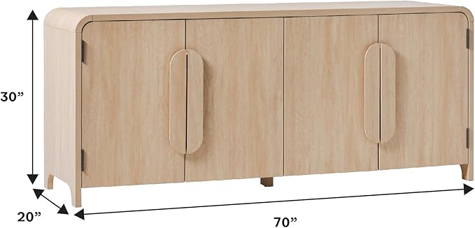 Walker Edison Chantelle Sideboard TV Stand with Storage, 70", Coastal Oak