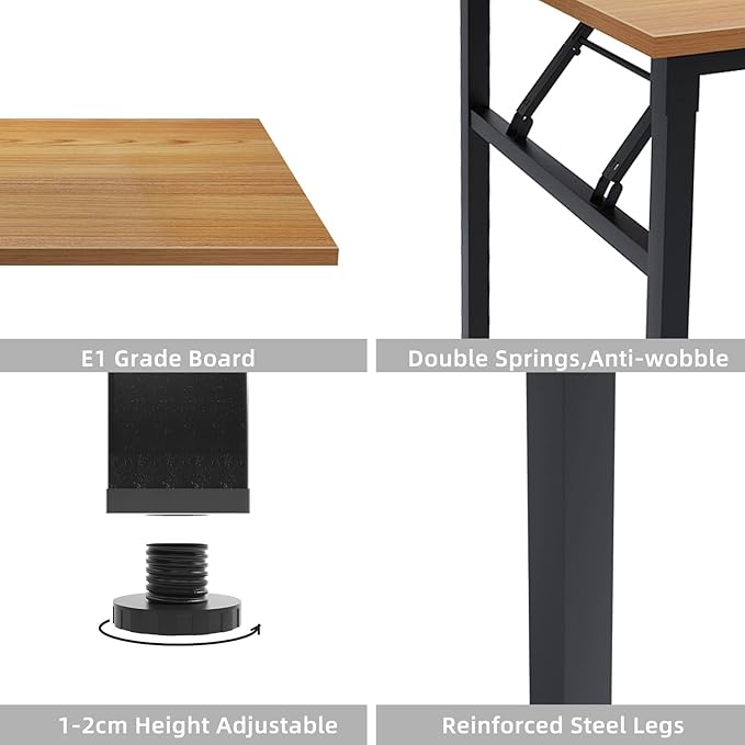 DlandHome Reversible L-Shaped Desk Large Corner Desk Folding Table Computer Desk Home Office Table Computer Workstation, Teak DND-ND11-TB