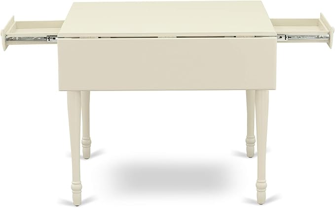 East West Furniture MZGR5-LWH-W 5 Piece Dining Set Includes a Rectangle Dining Room Table with Dropleaf and 4 Kitchen Chairs, 36x54 Inch, Linen White