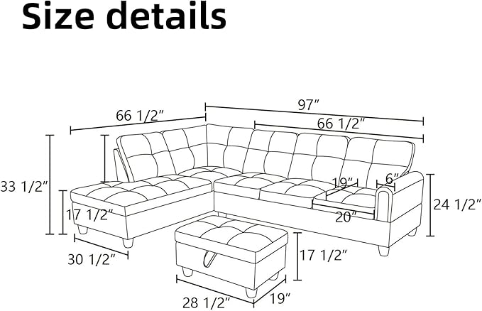 L Shaped Sectional Couches for Living Room, Modern Modular Sectional Sofa with Ottoman Storage, Comfy L Shaped Couch with Chaise for Bedroom Apartment Furniture, Red