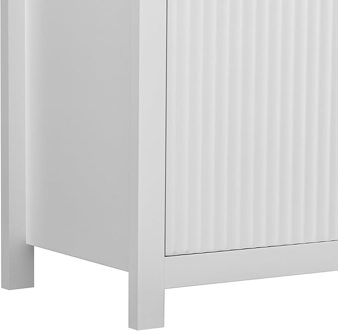 Merax Modern Wave-Pattern Sideboard Cabinet with 2 Drawers and 4 Doors,Buffet Cabinet,Aluminum Arc Handles,Scandinavian Style,Suitable for Entryway, Living Room,Foyer,White