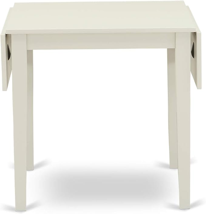 East West Furniture NDGR5-LWH-W 5 Piece Dining Room Furniture Set Includes a Rectangle Kitchen Table with Dropleaf and 4 Dining Chairs, 30x48 Inch, Linen White
