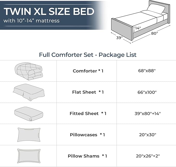 HEVUMYI Brown Twin-XL Comforter Set - 5-Piece All Season Bed in a Bag Twin-XL, Ultra Soft Bedding Set with Comforter, Flat Sheet, Fitted Sheet, Pillowcases, Pillow Shams