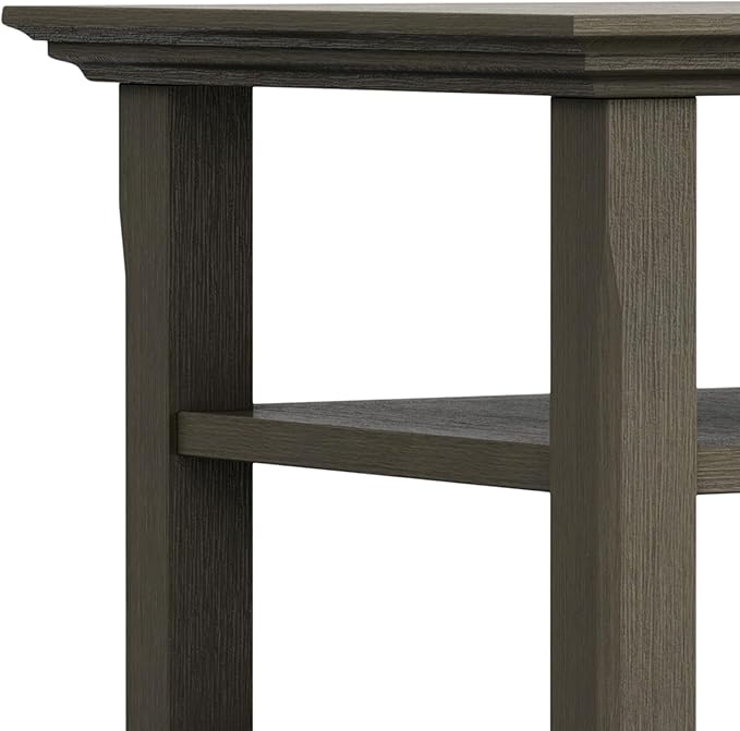 SIMPLIHOME Acadian SOLID WOOD 19 inch Wide Square Transitional End Table in Farmhouse Grey for the Living Room and Bedroom