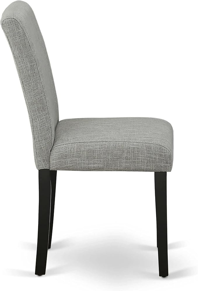 East West Furniture AMAB5-BCH-06 5 Piece Dining Set Includes a Round Kitchen Table with Pedestal and 4 Shitake Linen Fabric Parson Dining Chairs, 36x36 Inch, Black & Cherry