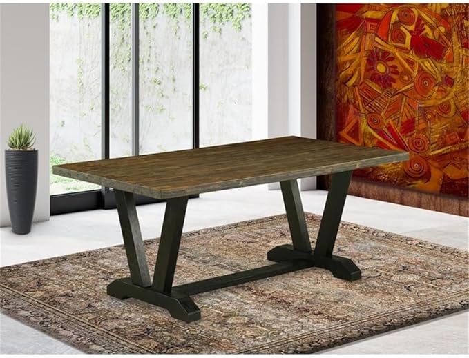East West Furniture VT677 V-Style Mid-Century Modern Dining Table - a Rectangle Solid Wood Table Top with Stylish Legs, 40x72 Inch, Multi-Color