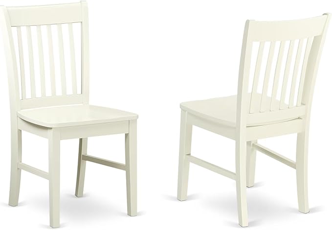 East West Furniture MZNO3-LWH-W 3 Piece Kitchen Table Set for Small Spaces Contains a Rectangle Dining Room Table with Dropleaf and 2 Solid Wood Seat Chairs, 36x54 Inch, Linen White