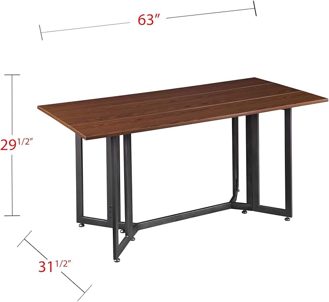 SEI Furniture Driness Drop Leaf Convertible Console to Dining Table, Dark Tobacco, Gunmetal Gray