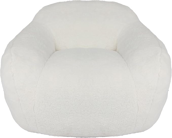 Furniliving Bean Bag Chair, Oversized Bean Bag Couch for Adults Comfy Bean Bag Sofa with Back Support, Giant Bean Bag Chair Stuffed Floor Sofa for Living Room Bedroom Dorm Office, Teddy, Off White