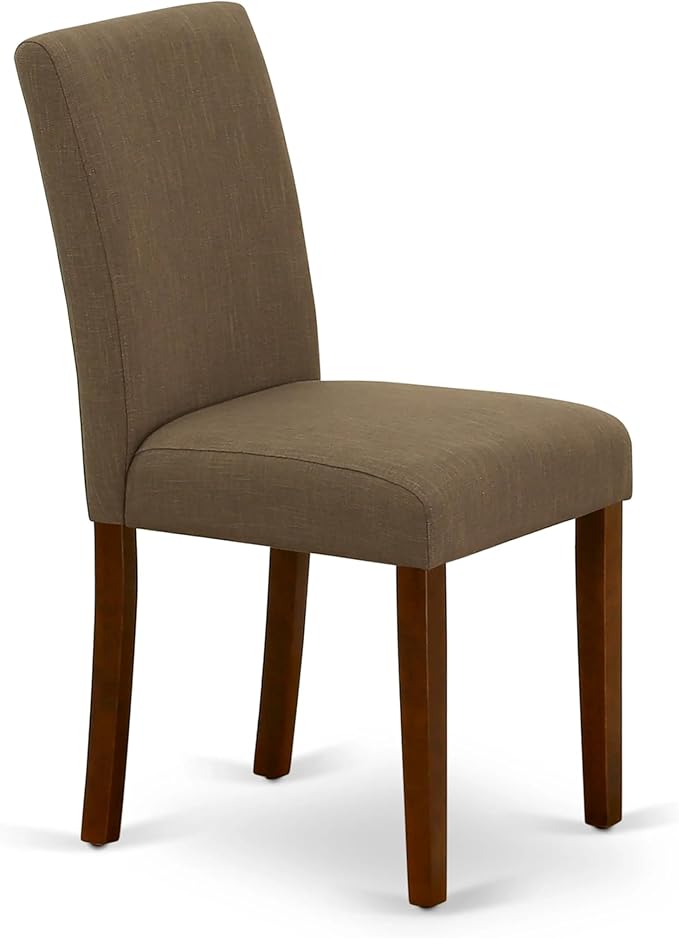 East West Furniture CAAB5-MAH-18 5 Piece Modern Dining Table Set Includes a Rectangle Wooden Table and 4 Coffee Linen Fabric Upholstered Parson Chairs, 36x60 Inch, Mahogany