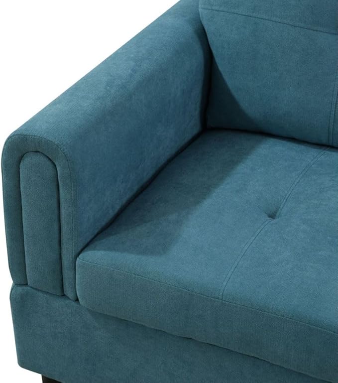 Green L-Shaped 3-Piece Flannel Sofa with Storage Ottoman Set, Sectional Couch Sofa Set for Living Room, Office, Small Space