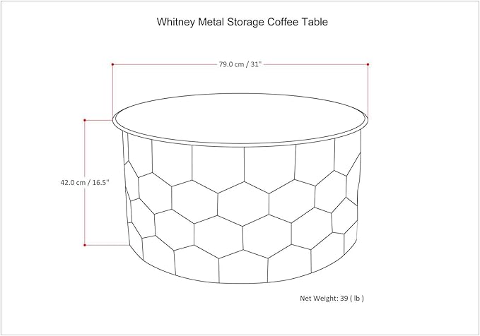 SIMPLIHOME Whitney Industrial 31 inch Wide Metal Storage Coffee Table in Antique Bronze, Fully Assembled for the Living Room and Bedroom