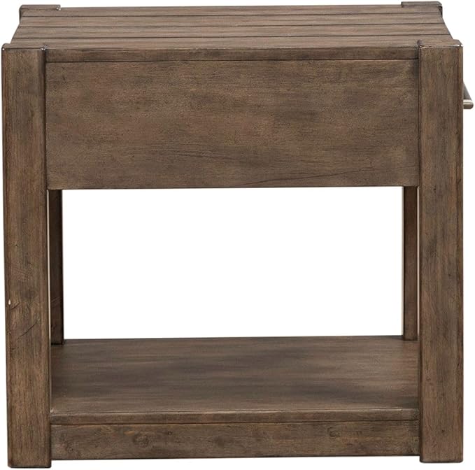 Liberty Furniture Broadmore Living Room Drawer End Table - Cobblestone Brown