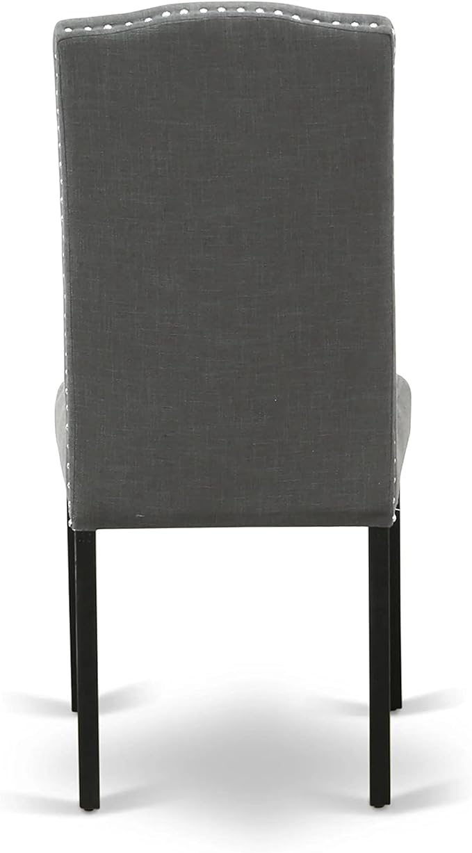 East West Furniture LGEN7-BLK-20 7 Piece Kitchen Table Set Consist of a Rectangle Dining Table with Butterfly Leaf and 6 Dark Gotham Linen Fabric Parson Chairs, 42x84 Inch, Black