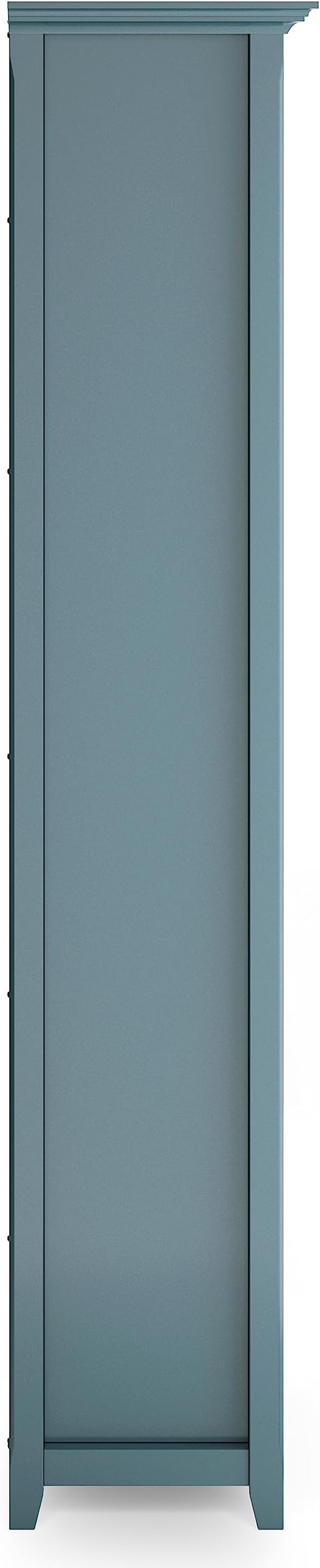 SIMPLIHOME Amherst Bookcase - 70 inch Tall 5-Shelf Solid Wood Bookshelf in French Blue, Transitional Storage for Living Room, Study Room or Office with Adjustable Shelves and Tapered Legs