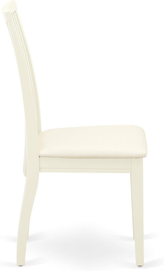 East West Furniture WEIP5-WHI-C 5 Piece Dining Room Table Set Includes a Rectangle Kitchen Table with Butterfly Leaf and 4 Linen Fabric Upholstered Dining Chairs, 42x60 Inch, Linen White