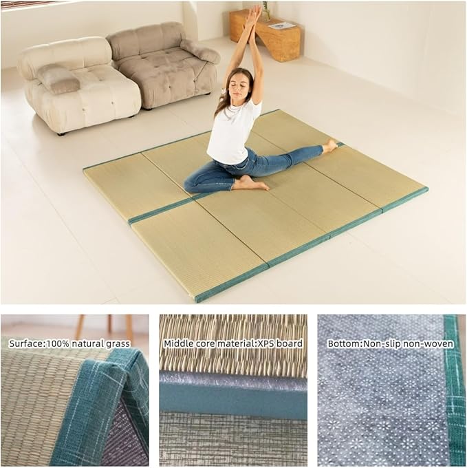 MustMat Tatami Futon Mattress Foldable Tatami Mat Twin Japanese Floor Mattress Rush Grass Floor Bed 35.4"x78.7"x1.2"(1 Piece)
