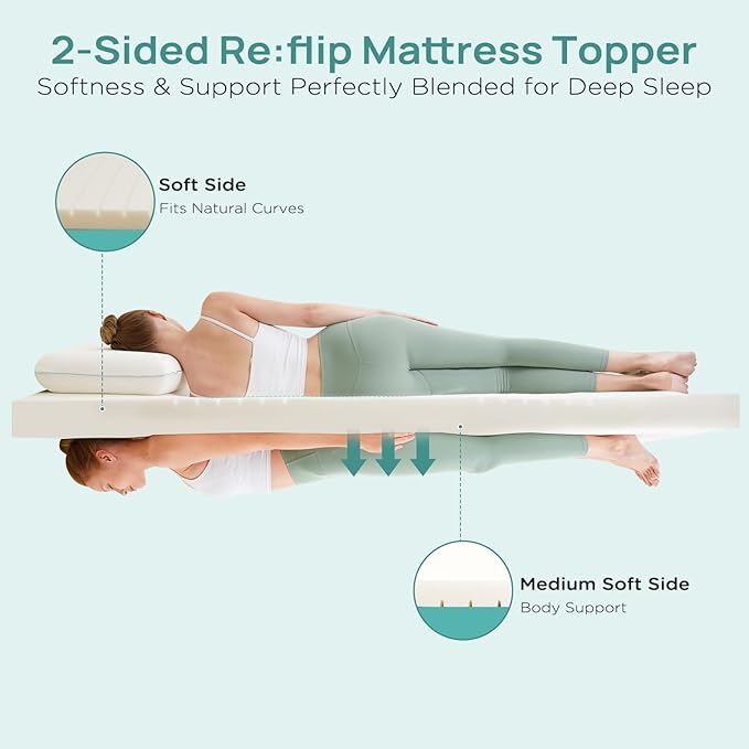 3 inch Firm Twin XL Mattress Topper for College Dorm, Memory Foam Bed Topper with Soft & Firm Options for Back Pain Relief, Mattress Topper with 2-Sided Cover, CertiPUR Certified, Dorm Bed