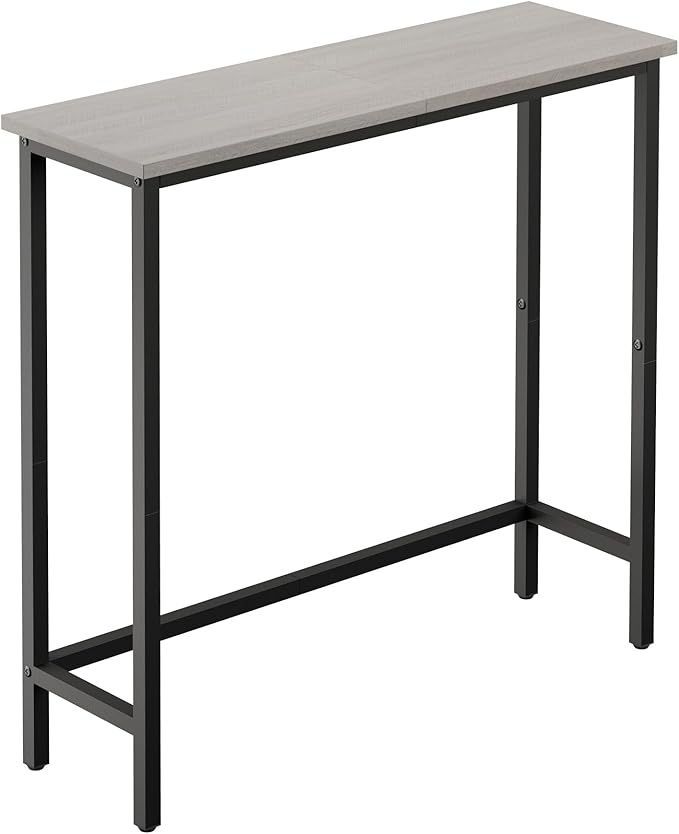 HollyHOME Narrow Console Table, 29.5" Slim Entryway Table, Sofa Stand, Hallway Shelf for Hallway, Bedroom, Living Room, Foyer, Grey