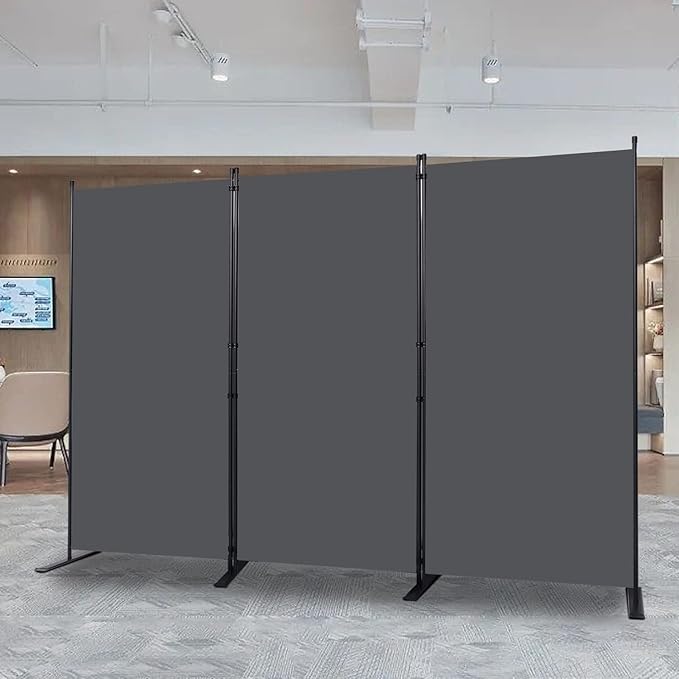 Room Divider, 3 Panel Folding Privacy Screens with Wider Support Feet, 6 Ft Portable Room Partition for Room Separator, 102" W X 71" H, Grey