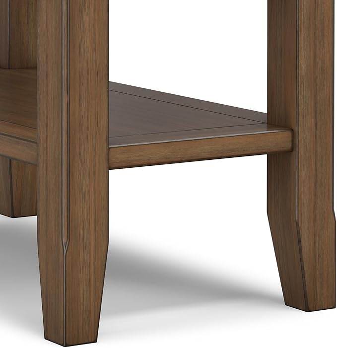SIMPLIHOME Acadian 14-inch Wide Solid Wood Narrow End Table in Rustic Natural Aged Brown, Transitional-Style Side Table for Living Room, Bedroom, or Family Room with 2 Open Shelves