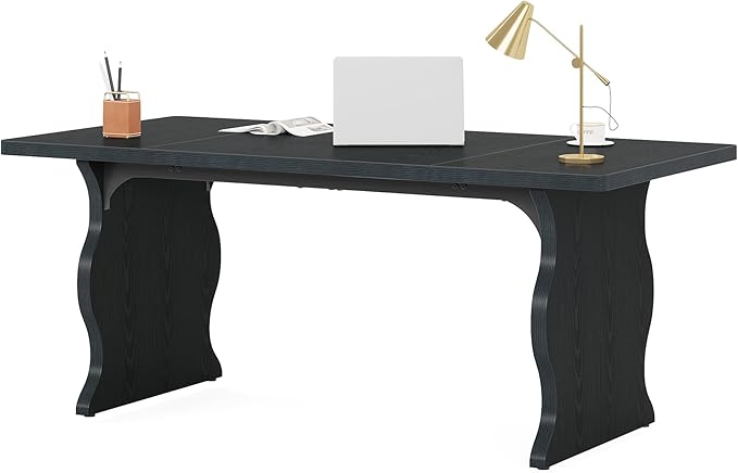 Tribesigns 63" Large Executive Desk for Home Office, Spacious Computer Desk with Ample Leg Room, Double PC Gaming Writing Table Study Desk with Sturdy Legs, Black