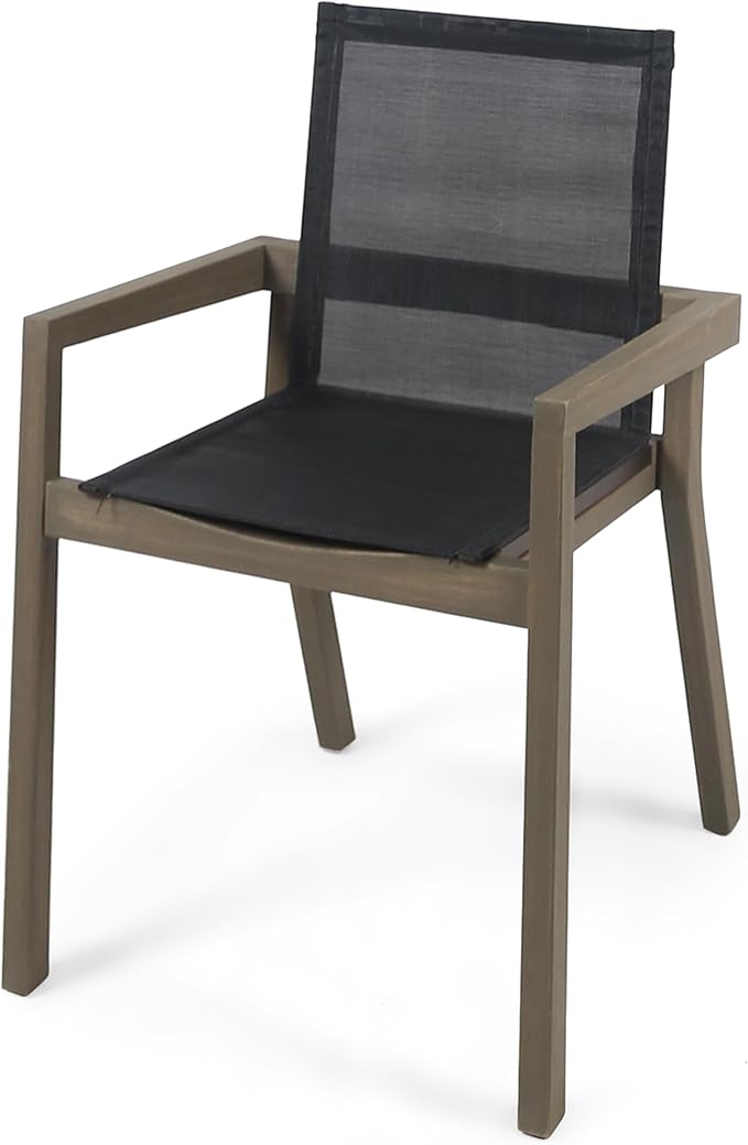 Merax Mesh Seating Solid Wood Dining Chairs Set of 2, French Country Style Accent Side Seating Furniture for Kitchen, Living Room, Textile Back,Grey