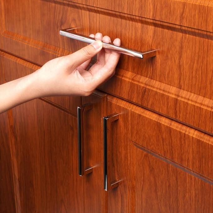 KOOFIZO Solid Square Bar Cabinet Handle - Chrome Furniture Pull, 7.6 Inch/192mm Screwhole Distance, Pack of 5 for Kitchen Cupboard Door, Bedroom Dresser Drawer, Bathroom Wardrobe Hardware