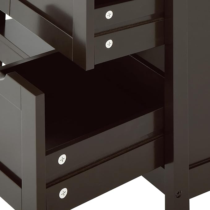 YITAHOME Small Solid Wood Top Kitchen Island Cart on Wheels with Storage, Rolling Portable Dining Room Serving Utility Carts Mobile Movable with 3 Drawers Cabinet, Dark Brown