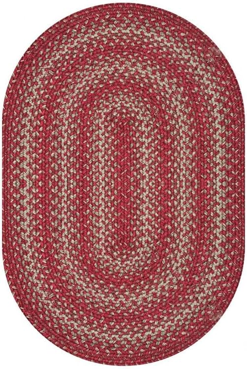 Homespice 2x3' Red Oval Braided Rug. Apple Pie Red Jute Oval Rug. Uses- Entryway, Kitchen Rugs, Bathroom Rugs. Reversible, Rustic, Country, Primitive, Farmhouse Decor Rug