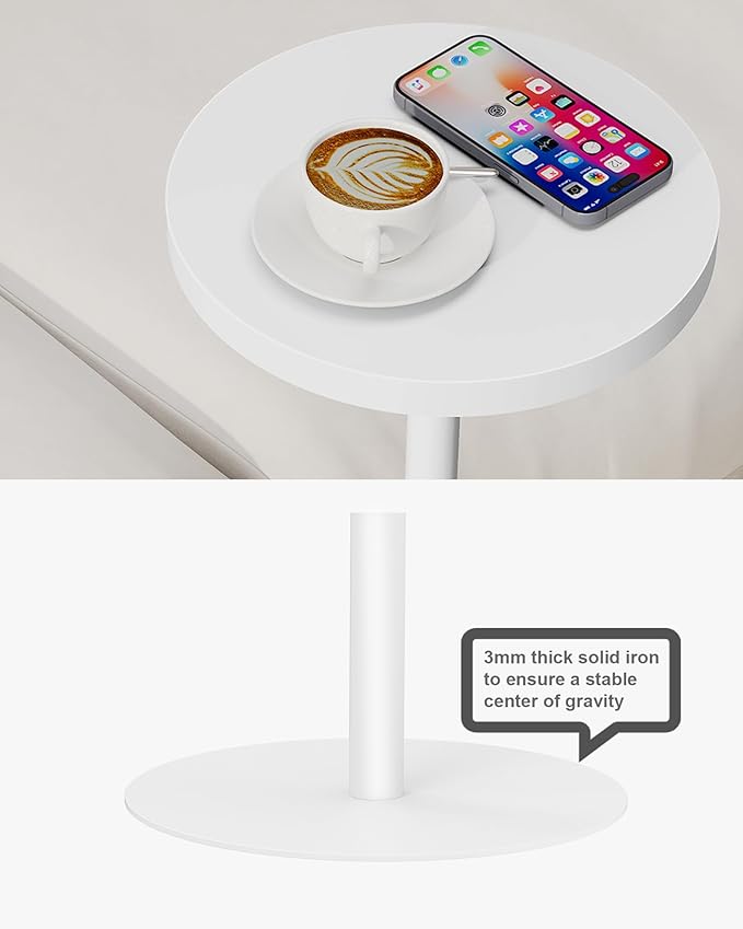 TUTOTAK Tall Round Side Table, Small End Table, Set of 2, Beside Table, Drink Table, Pedestal Side Table, livingroom, White TB01BW0652