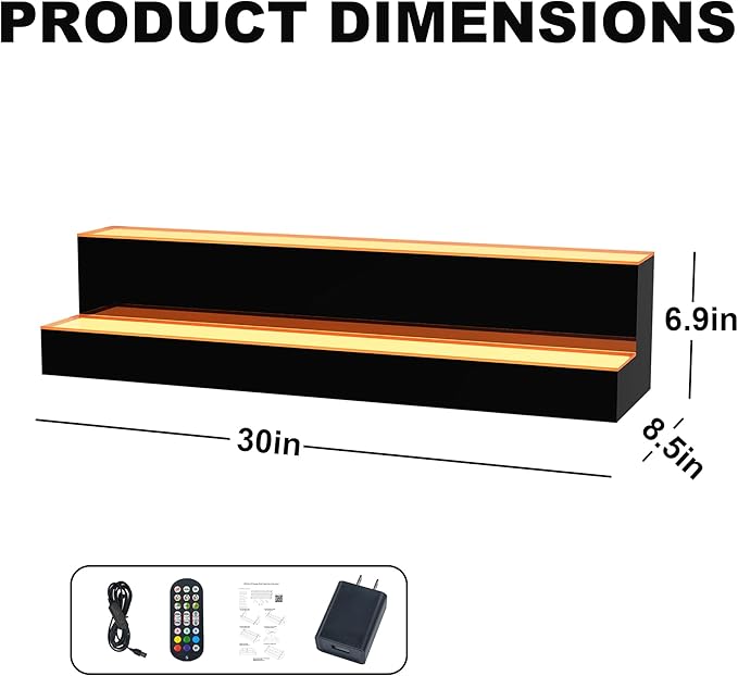MESAlLUP Acrylic 30 Inch 2 Tier High Light LED Liquor Bottle Display Shelf with Remote Control, Mulit Color Lighting for Home Mini Bars, Restaurants, Party, 2 Year Warranty(Without Power Bank)