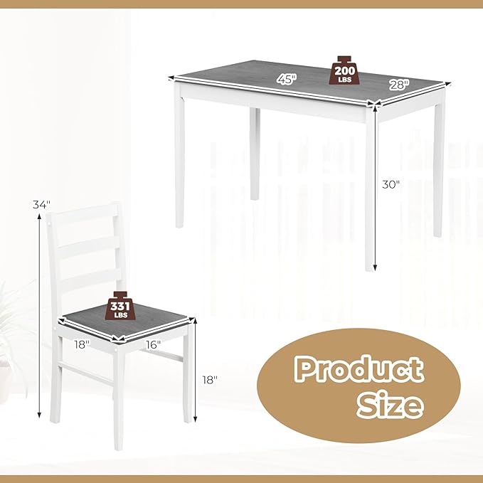 Giantex Dining Table Set with Kitchen Table, Dining Chairs, Compact Space-Saving Dinette Set for Small Space, Breakfast Nook, Dining Room, Kitchen Table Chairs Set for 4 (Grey)