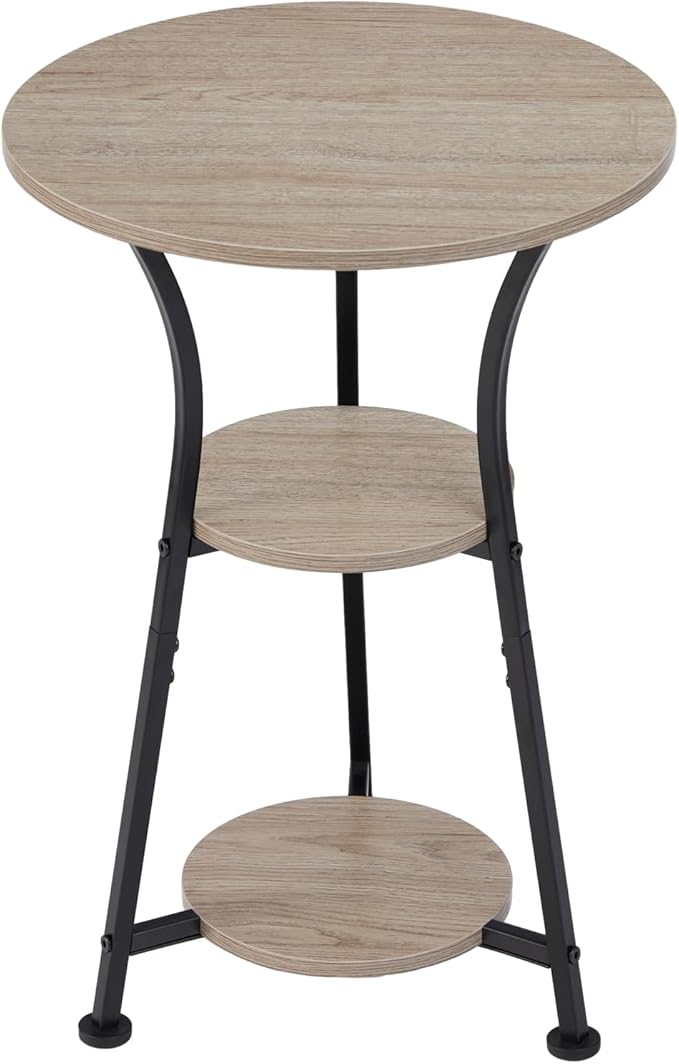 Dulcii Round Side Table for Narrow and Small Spaces,3 Tier Small Round End Table Sofa Side Table for Living Room,Small Bedside Table Round Nightstand for Bedroom