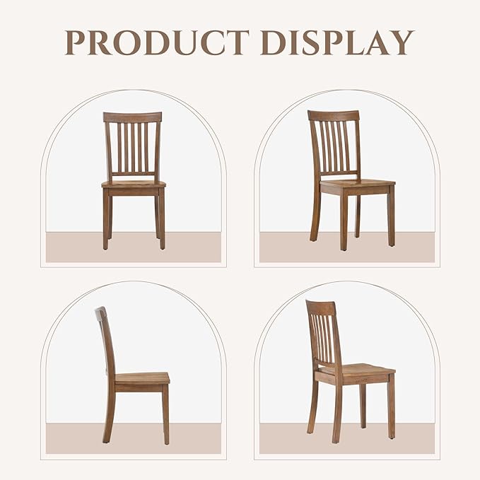 COLAMY Wooden Dining Chairs Set of 4, Spindle High Back Windsor Kitchen Side Chair, Farmhouse Dining Chairs for Kitchen and Dining Room, Light Brown