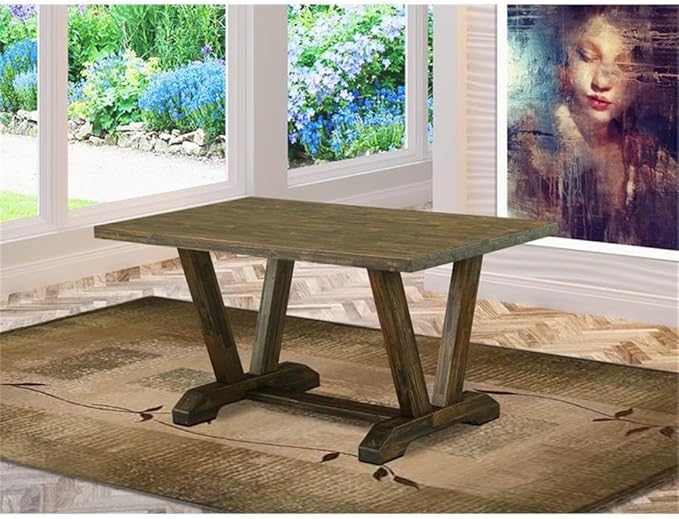 East West Furniture VT776 V-Style Kitchen Dining Table - a Rectangle Wooden Table Top with Stylish Legs, 36x60 Inch, Distressed Jacobean