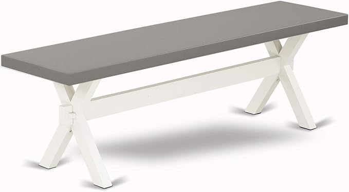 East West Furniture X097LA015-6 6 Piece Kitchen Table Set Contains a Rectangle Dining Table with X-Legs and 4 Baby Blue Linen Fabric Parson Chairs with a Bench, 40x72 Inch, Multi-Color
