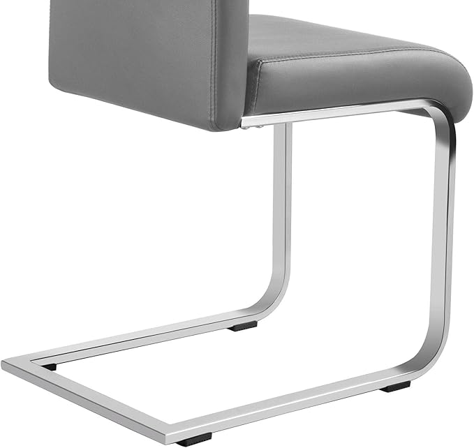 Yaheetech Dining Chairs Set of 4 Modern Faux Leather Upholstered Dining Room Chairs with High Back and Metal Chrome Legs for Kitchen/Living Room/Restaurant, Light Gray